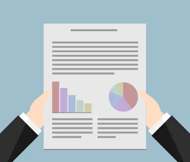 Vector illustration of Businessman Holding A Business Report