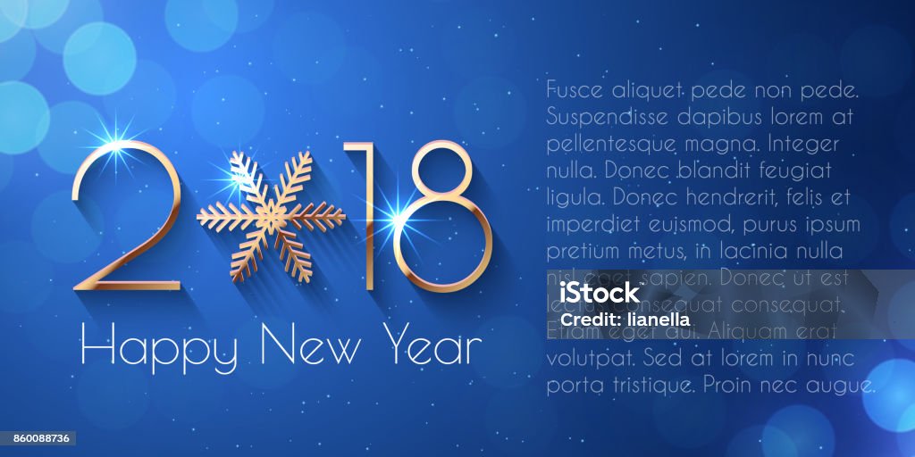 ÐÑÐ½Ð¾Ð²Ð½ÑÐµ RGB Happy New Year 2018 text design. Vector greeting illustration with golden numbers and snowflake New Year stock vector