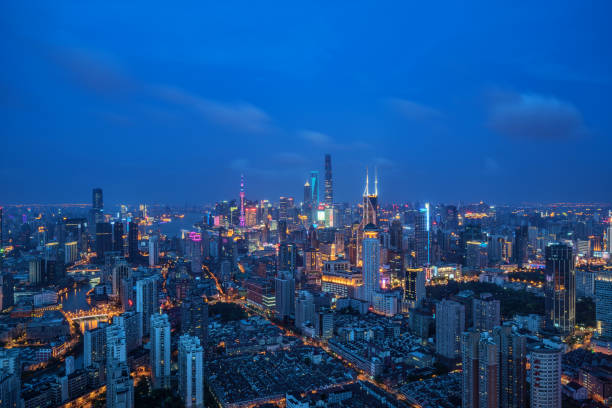 top view of Shanghai Lujiazui at night