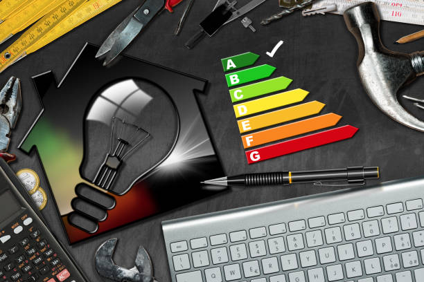 istock Energy Efficiency Rating - House with Light Bulb 860093524