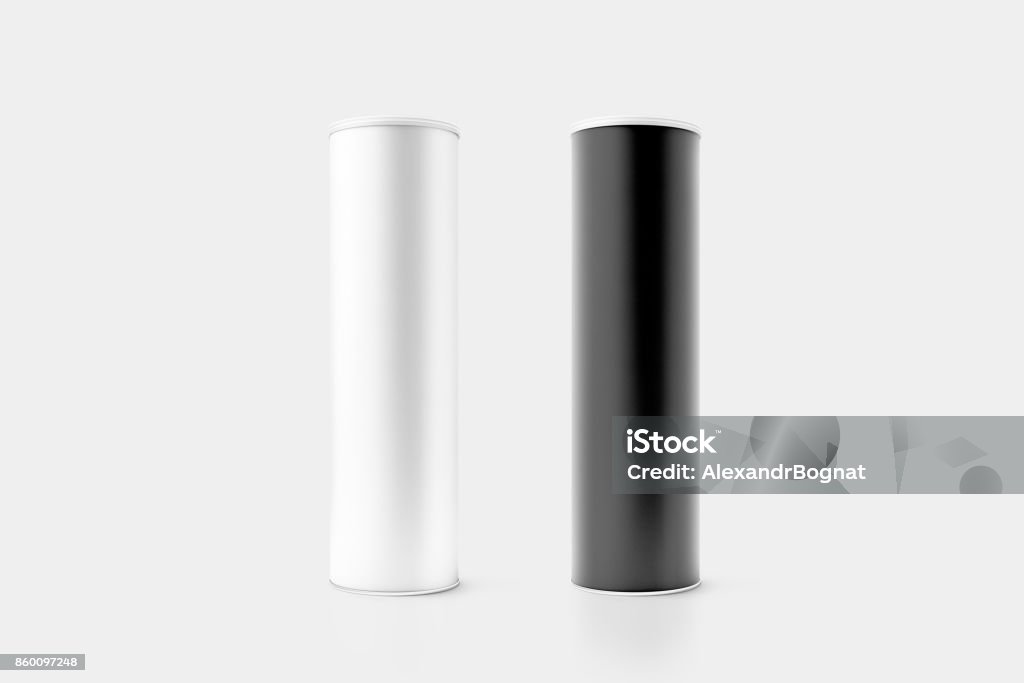 Mockup scatola cilindro cartone bianco e nero - Foto stock royalty-free di Bottiglia d'acqua