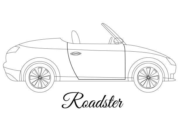 ilustraciones, imágenes clip art, dibujos animados e iconos de stock de roadster coches cuerpo tipo esquema - roadster