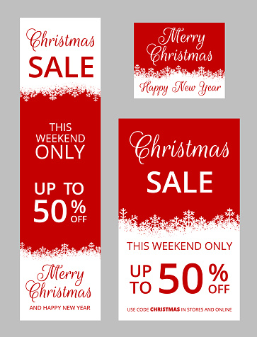 Set of vertical web banner for Christmas with snowflakes border