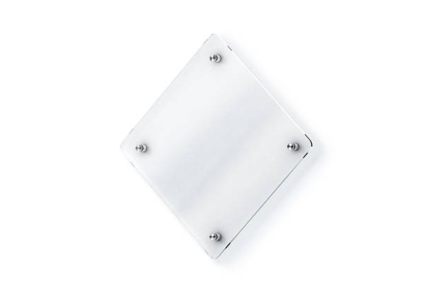 istock Blank rhombus glass sign plate wall-mounted mock up 860103954