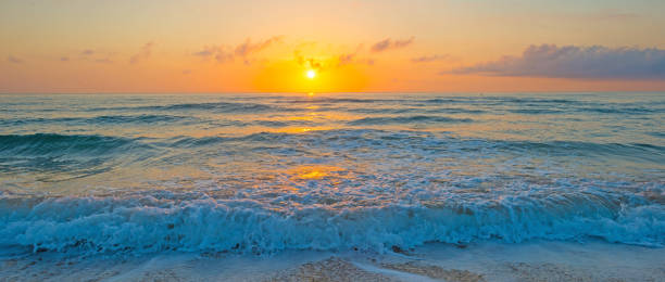 istock Sunrise over a sandy beach in sunlight in summer 860106286