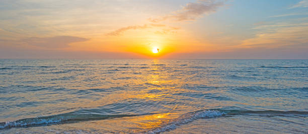 istock Sunrise over a sandy beach in sunlight in summer 860108442