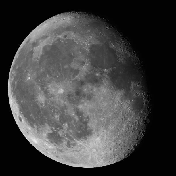 istock Moon Waning Gibbous 87% phase against black night sky high resolution image 860109244