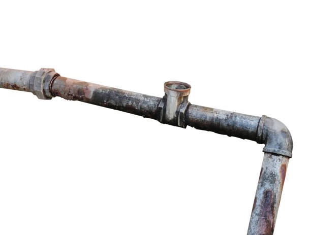 istock Plumbing Steel dilapidated, water pipe old rusty Dirty drinking   isolated on white background, and clipping path 860109464