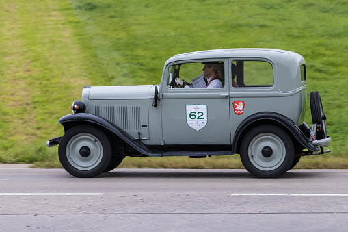 Augsburg, Germany - October 1, 2017: 1936 Opel P4 oldtimer car at the Fuggerstadt Classic 2017 Oldtimer Rallye on October 1, 2017 in Augsburg, Germany.