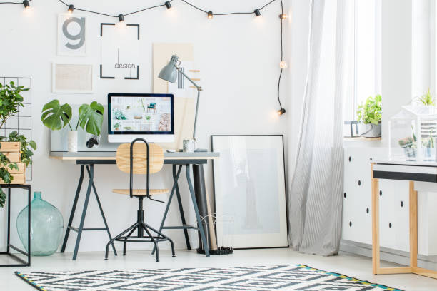 istock Designed office with wooden chair 860113140