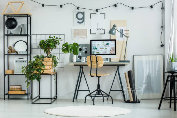 istock Designer's workspace with classic chair 860113170