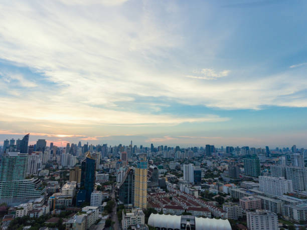 istock Aerial view of dramatic sunset. 860120180