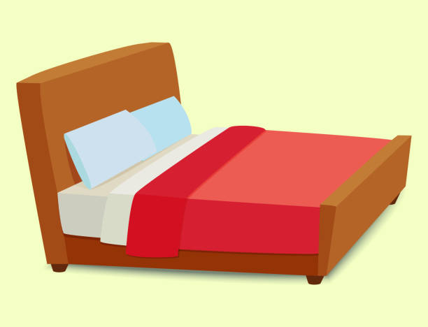 Vector bed icon interior home rest sleep furniture comfortable night illustration Vector bed icon interior home rest sleep furniture comfortable night illustration. House relaxation information hostel bedtime modern service sign. night hospital bed stock illustrations