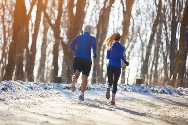 istock Man and woman in condition runs 860126612