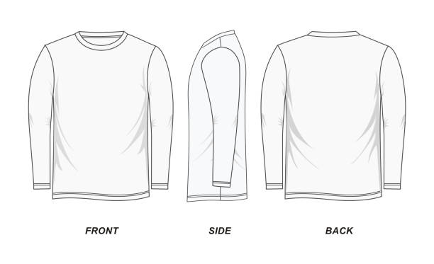 футболка белая пустая - long sleeved shirt blank black stock illustrations