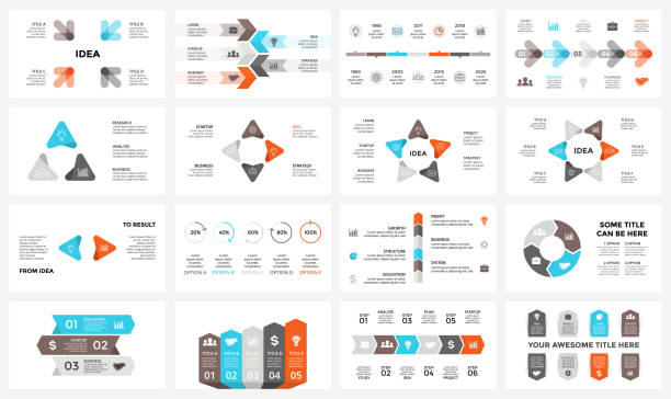 ilustrações, clipart, desenhos animados e ícones de infográfico de setas círculo de vetor, diagrama, gráfico, gráfico de apresentação do ciclo. conceito de negócio com 3, 4, 5, 6, 7, 8 opções de peças, etapas de processos. modelo de slide 16 x 9 - eight objects