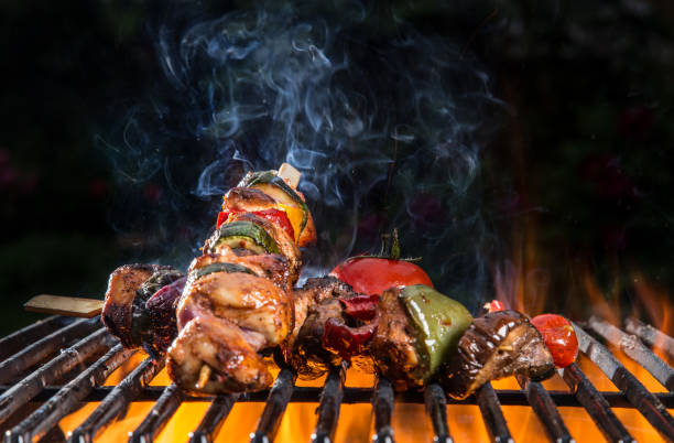 istock Grilled skewers and vegetables, close-up 860130320