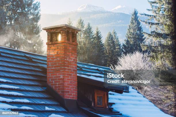 Mountain Cottage Chimney Stock Photo - Download Image Now - Architecture, Brick, Brick House