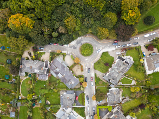 istock Residential area beside a forest from above 860133380