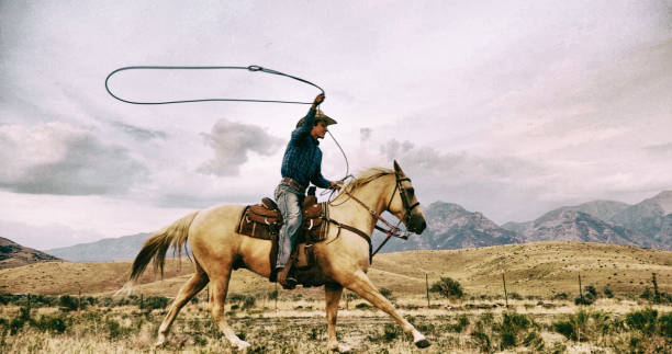 lasso cowboy - cowboy hat photos photos et images de collection