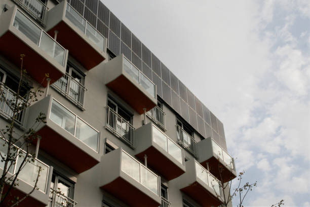 istock Install solar panels on roofs of Korean apartments 860137366