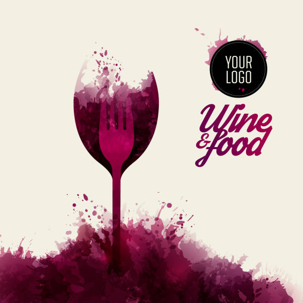 ilustrações de stock, clip art, desenhos animados e ícones de design concept wine and food. background wine stains. - pair