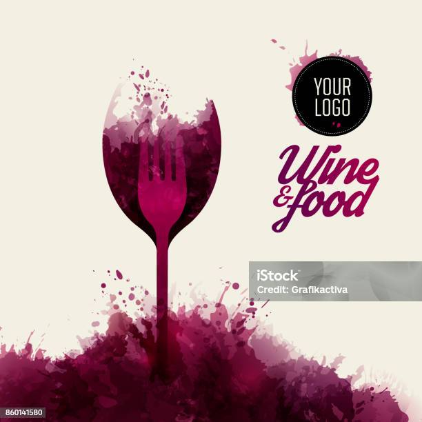 Design Concept Wine And Food Background Wine Stains Stock Illustration - Download Image Now