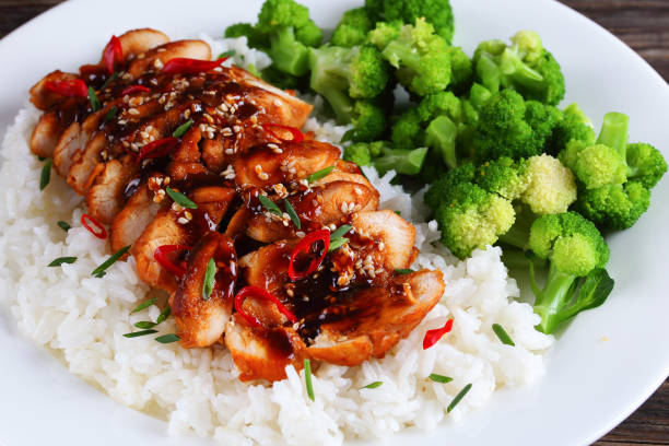 istock tasty teriyaki chicken breasts with rice 860141700