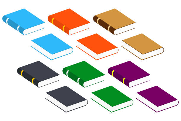 иконки книг. установить вектор изолированных пиктограмма различных цветов - bookstore sign old book stock illustrations