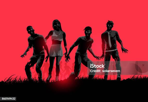 Zombie Silhouettes Stock Illustration - Download Image Now - Zombie, Apocalypse, Vector