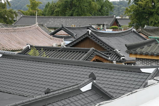 istock korea traditional house roof 860149790