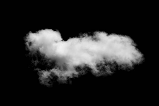 istock Close-up single white cloud isolated on black, Black and white image 860175706