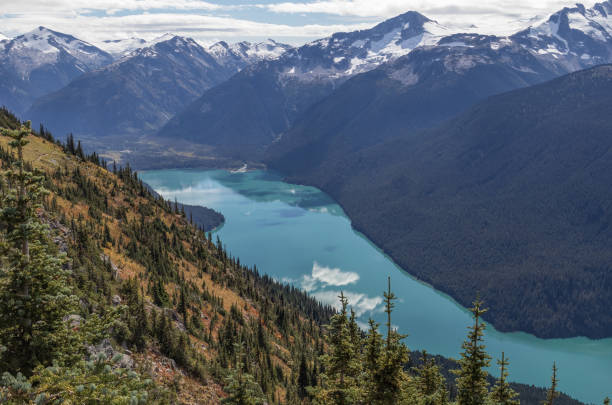 Cheakamus Lake Cheakamus Lake, Whistler, Canada. whistler mountain stock pictures, royalty-free photos & images