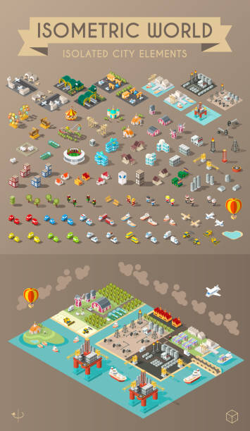 ilustrações de stock, clip art, desenhos animados e ícones de city - oil industry illustrations