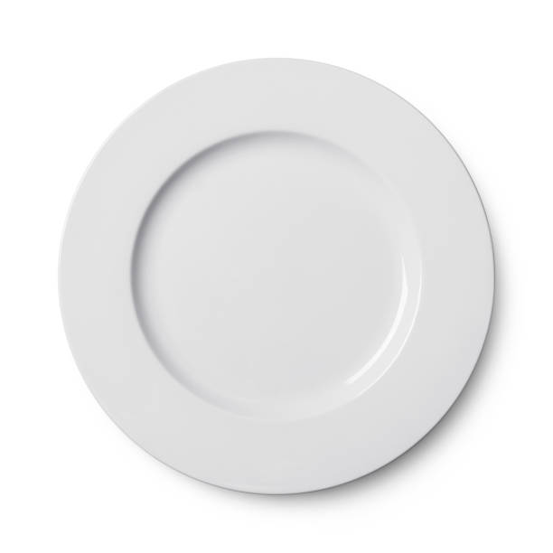 Simple circular porcelain plate isolated on whit