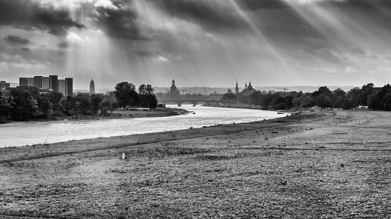 View on Dresden from the Albertbrücke on a stormy day in October.
