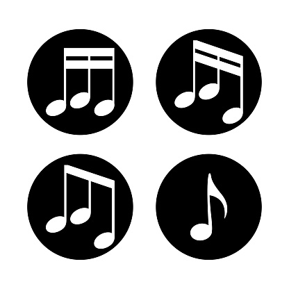 Set of music notes on a white background