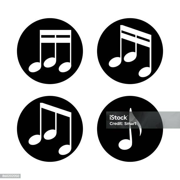 Set Of Music Notes On A White Background Stock Illustration - Download Image Now - Musical Note, Icon Symbol, Arts Culture and Entertainment