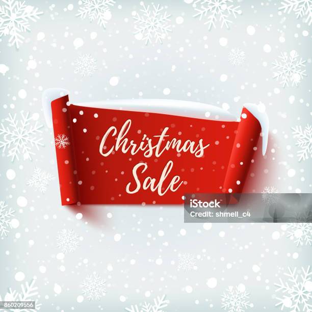 Christmas Sale Banner Stock Illustration - Download Image Now - Christmas, Label, Snow