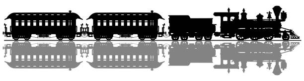 ilustrações de stock, clip art, desenhos animados e ícones de classic wild west steam train - train steam train vector silhouette