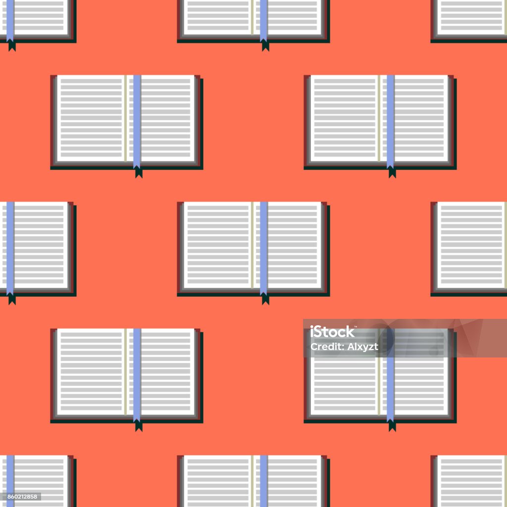 One Open Book Pattern Seamless Pattern Open Books On Orange Color Background Flat Design ...
