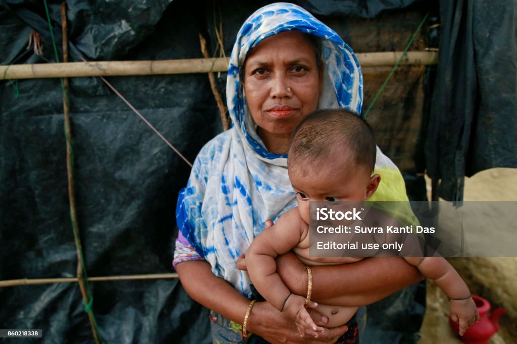 Rohingya Muslims Flee Violence In Myanmar Thousands of Rohingya Muslims, who crossed over from Myanmar into Bangladesh, take shelter at Jamtoli refugee camp, Bangladesh, October 2, 2017. The United Nations' humanitarian office said Thursday that the number of Rohingya Muslims fleeing to Bangladesh since Aug. 25 has topped 500,000. Rohingya Culture Stock Photo