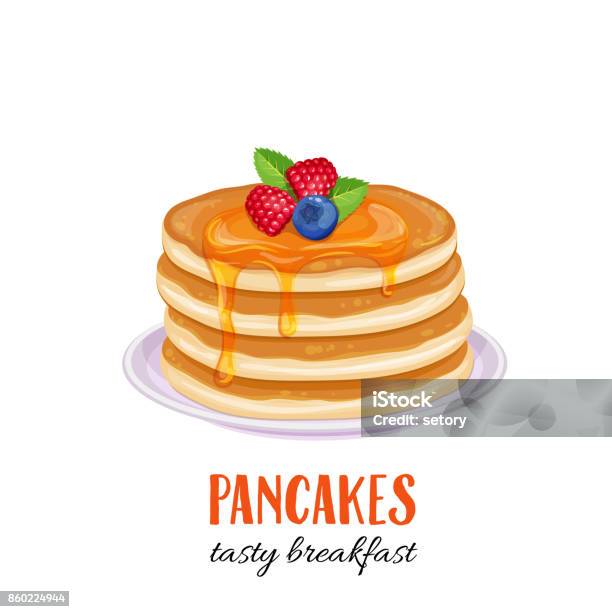 Vector Pancakes Illustration Stock Illustration - Download Image Now - Pancake, Breakfast, Vector