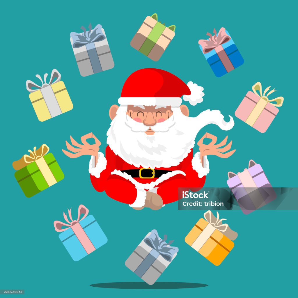 Levitating Santa Santa Claus Levitating With Presents Around Stock Illustration ...
