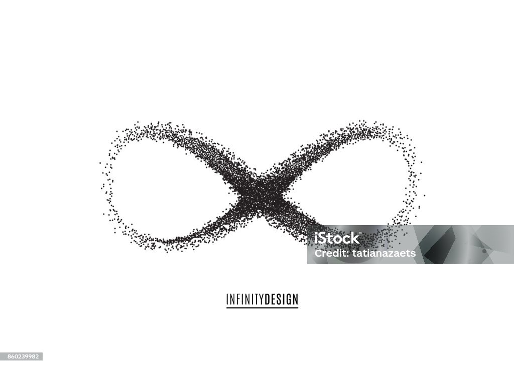 Infinity symbol background. Endless concept Infinity symbol background. Endless concept. Mobius abstract vision. Little dark dot particles in infinitude shape. Vector illustration Infinity stock vector