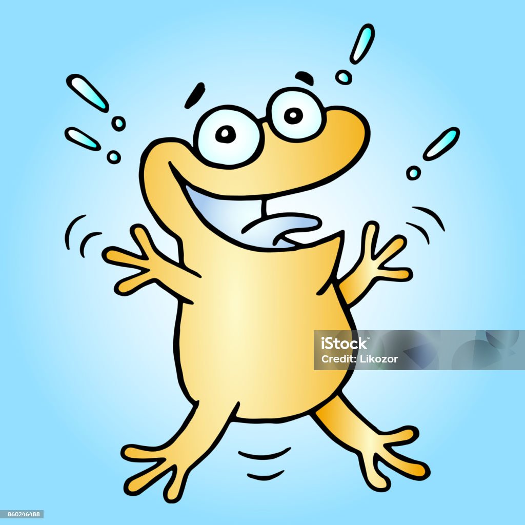 Frog Greeter Happy Greeting Orange Frog Vector Illustration Stock Illustration ...