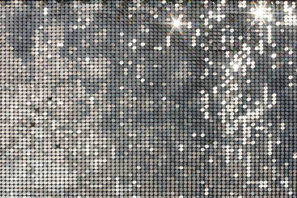 mosaico de plata con puntos de luz y estrellas - discoteca fotografías e imágenes de stock