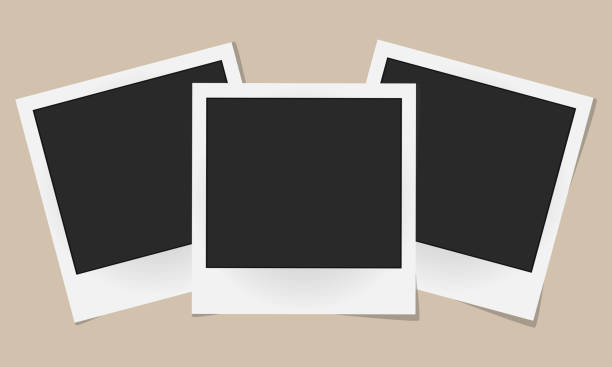 istock Collage of realistic vector photo frames isolated on beige background. Template retro photo design. Vector illustration 860248006