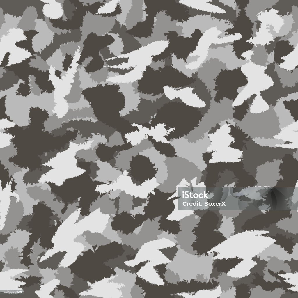 Padrão de vetor sem costura cinza camuflagem urbana guerra. Pode ser usado para wallpaper, preenchimentos de padrão de fundo da página web, texturas de superfície. Ilustração vetorial - Vetor de Abstrato royalty-free