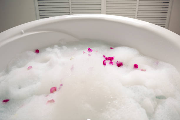 istock pink rose petals in the bubble 860254662